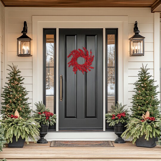 Northlight; Northlight Red Berries Artificial Christmas Wreath - 22" - Unlit; Category:Decorated Wreaths; Image:1
